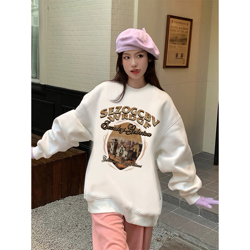 Sweater Oversize Cartoon Unisex Sweater Letter  Oversize Korean Style/rajut tebal wanita