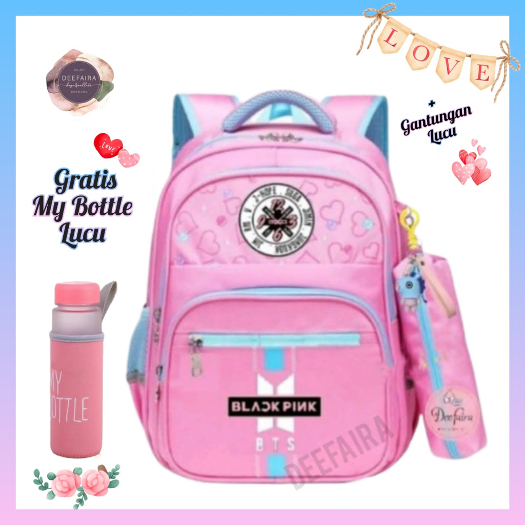 Tas Ransel Anak Perempuan Untuk Sekolah Sd Smp Sma Motif BLCP Paket Buy 1 Get 3