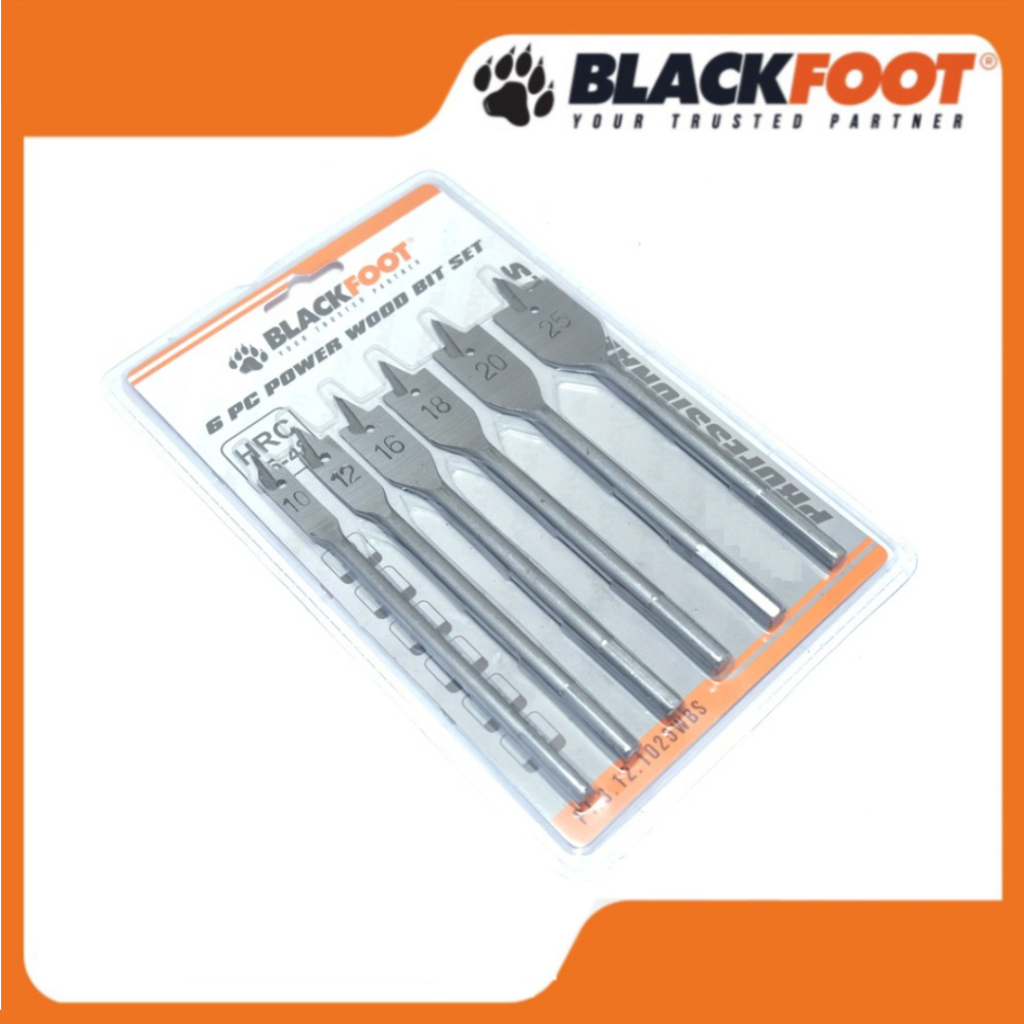 BLACKFOOT Mata Bor Kipas Set 6 pcs Power Wood Bit Mata Bor Lubang Kayu Kunci Laci Murah