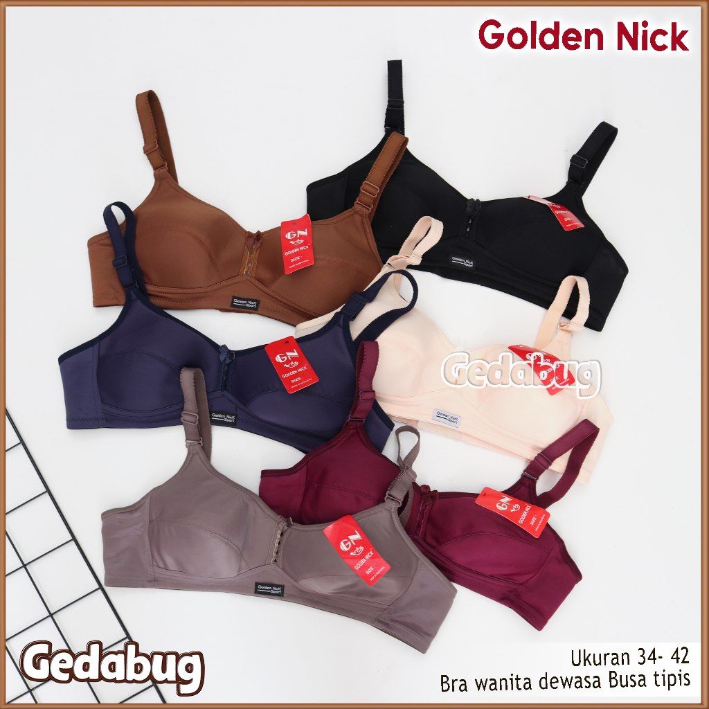 Bra wanita Golden Nick K370 / K 370 | BH Wanita dewasa Busa tipis tanpa kawat Kancing 2 Bahan Licin | Golden Nick