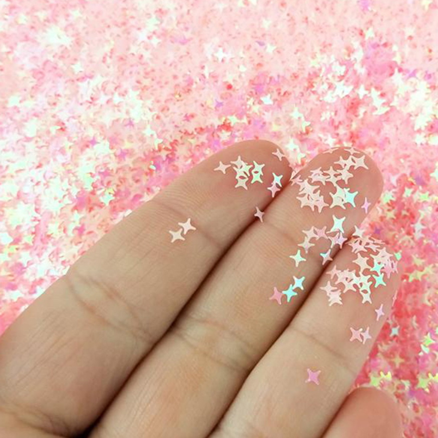 Part 3 - 500 pcs 4 Point Side Star Butterfly Heart Love Glitter Sequins Nail Art Manik-manik Kuku Wajah Craft Kosmetik Hiasan Kuku Eye Korean Make Up Handphone Decorations Wedding Party Cosplay Color Warna Warni