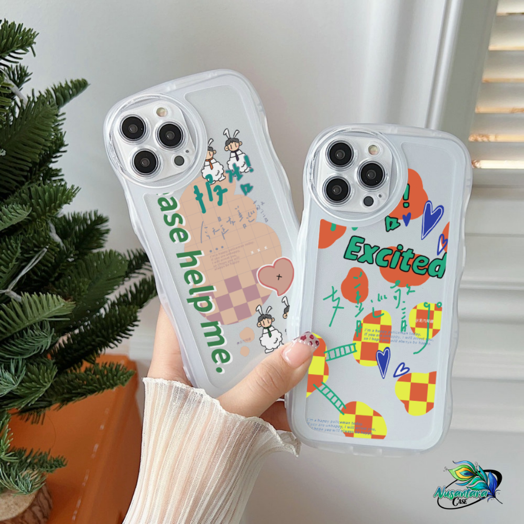 CUSTOM SOFTCASE WAVE GELOMBANG CLEAR CUSTOM UN HAPPY FOR INFINIX SMART 5 6 HD 6 PLUS HOT 9 10 11 12 