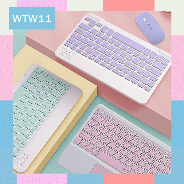 WTW11 2nd gen Pro 10 Inch 3 in 1 Wireless Bluetooth Keyboard Mouse Set Lightweight Portable For iPad Samsung Xiaomi Phone