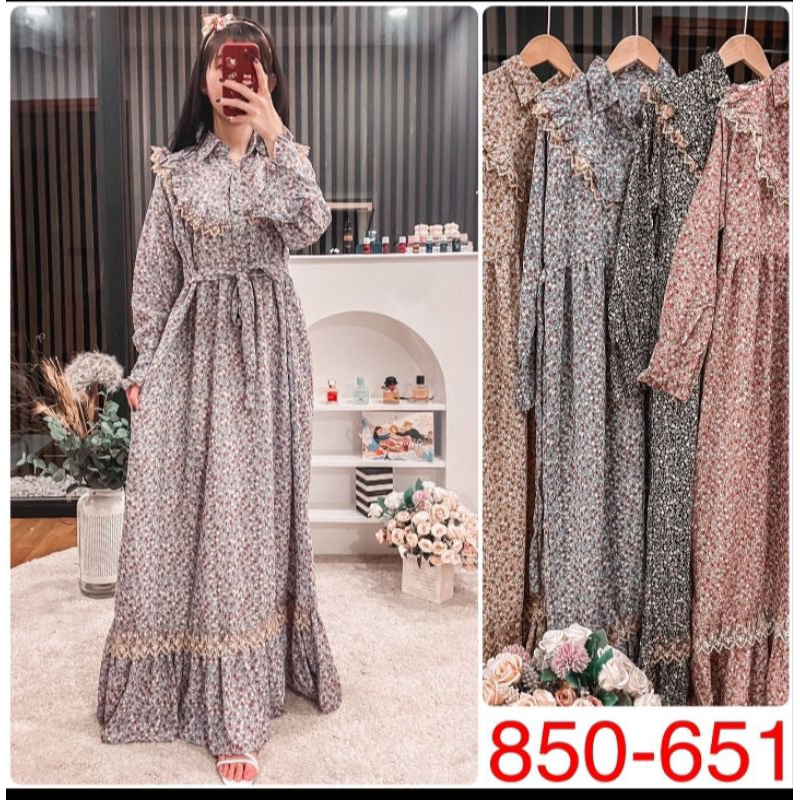 TERLARIS GAMIS YUNA  PLISKET BUNGA KECIL
