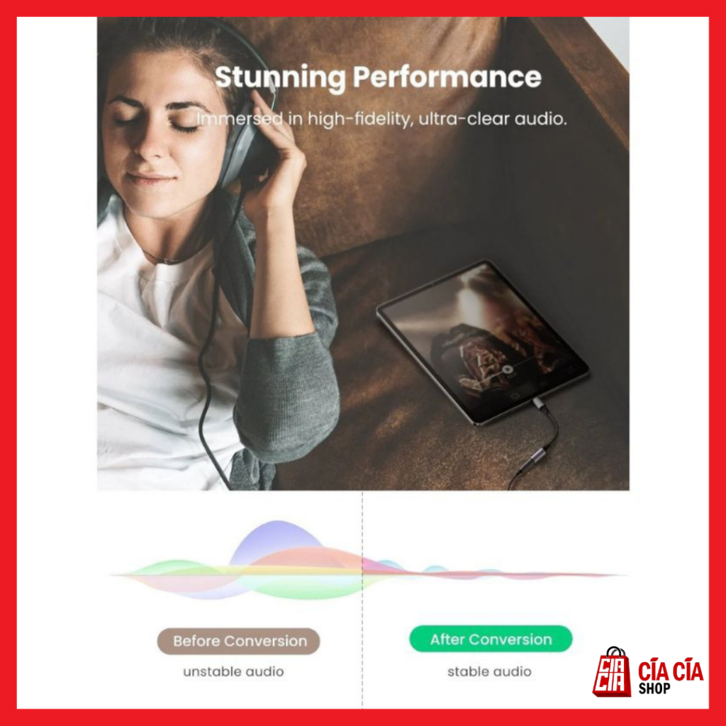 UGREEN Converter Audio Type C To Aux Jack 3.5mm Adapter Audio USB C DAC 80154