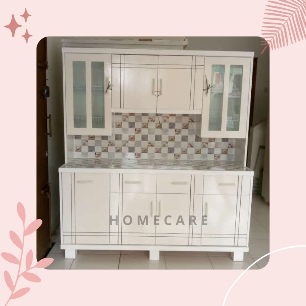 Lemari Sayur / Lemari Dapur / Rak Piring Minimalis Cat Duco 4 Pintu