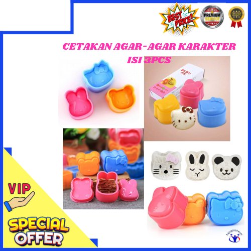 Cetakan Puding Karakter Lucu 3in1 Cetakan Jelly Roti Isi Bento Anak Kue Puding Kreatif Unik