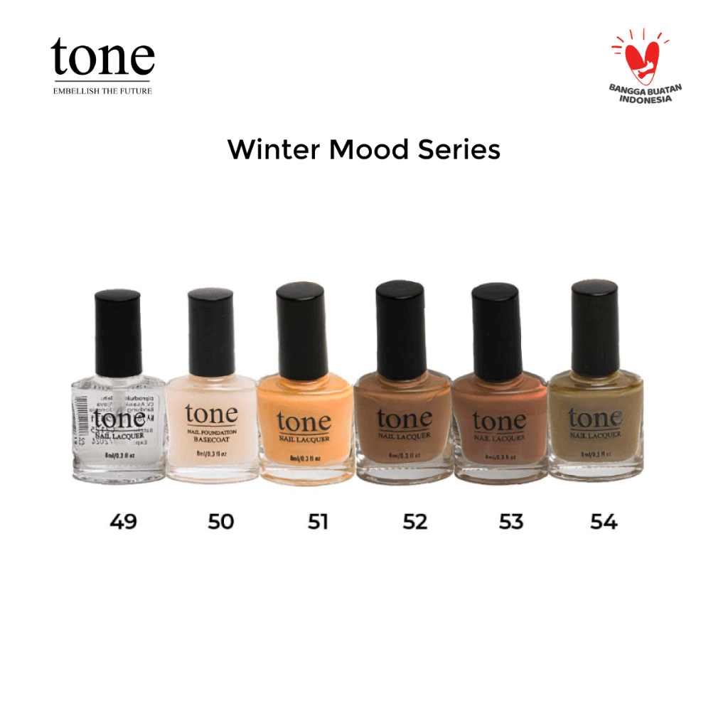 Tone Nail Lacquer Winter Mood 49-54 | Cat Kuku | Nail Polish | Kutek Halal Muslimah