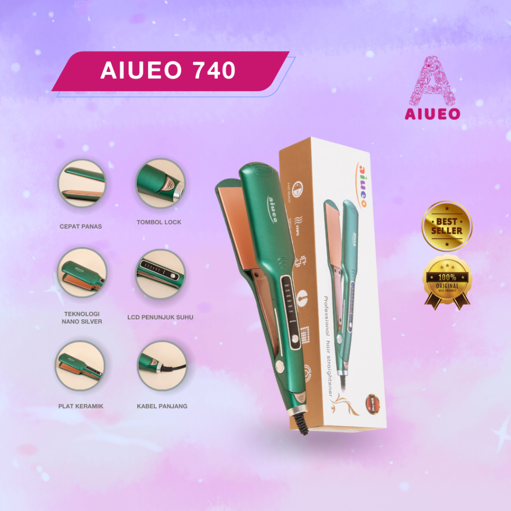 AIUEO | Catokan Kemei Murah 740 Curly Straight Lurus Keriting Alat Catok Rambut 2 in 1 3 in 1