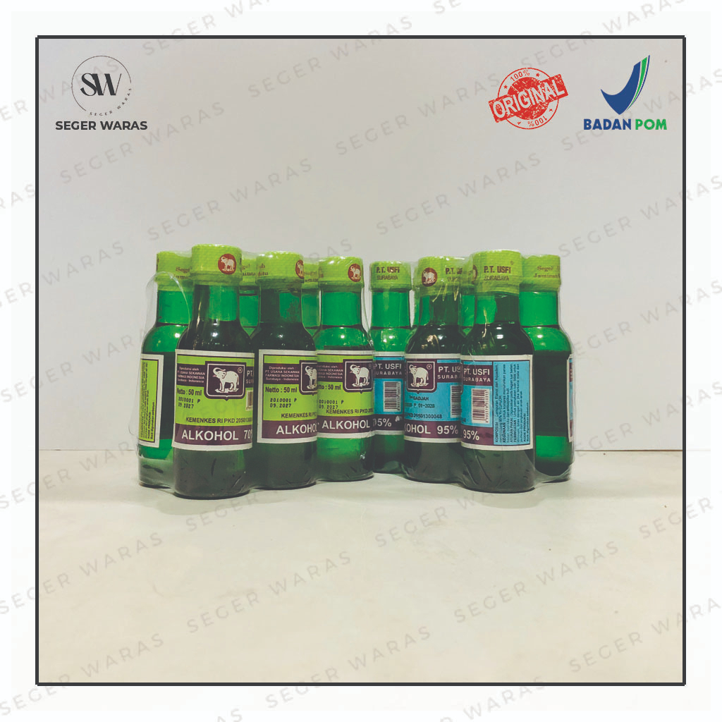 PER ½ LUSIN Alkohol 70% & 95% 100K Cap Gajah (50ml) pembersih luka / antiseptik