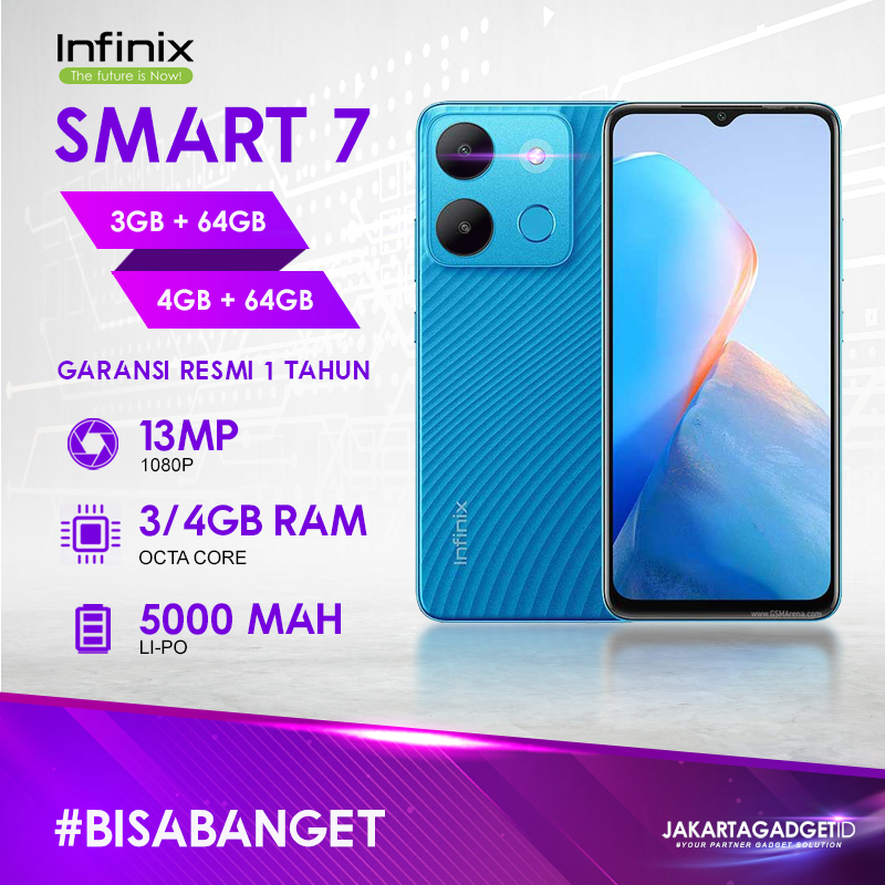 Infinix Smart 7 3GB+64GB 4GB+64GB Garansi Resmi infinix 1 Tahun