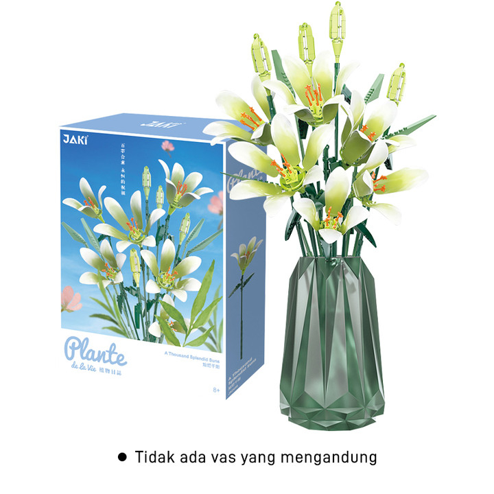 JAKI Mainan Balok Bunga Bakung Blok Bangunan Buket Bunga Model DIY Nano Block Flowers