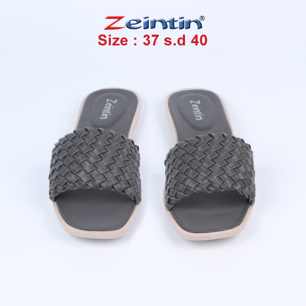 Zeintin - Sandal Wanita Flat wanita Selop Wanita Bahan Sintetis Model Anyam Kausal Zeintin SS