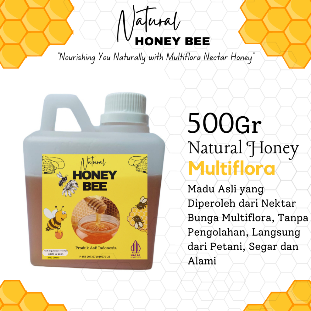 

Madu Multiflora Murni / Natural Honey Bee Madu Murni Nektar Mutiflora Java 100% Pure Raw Honey Alami