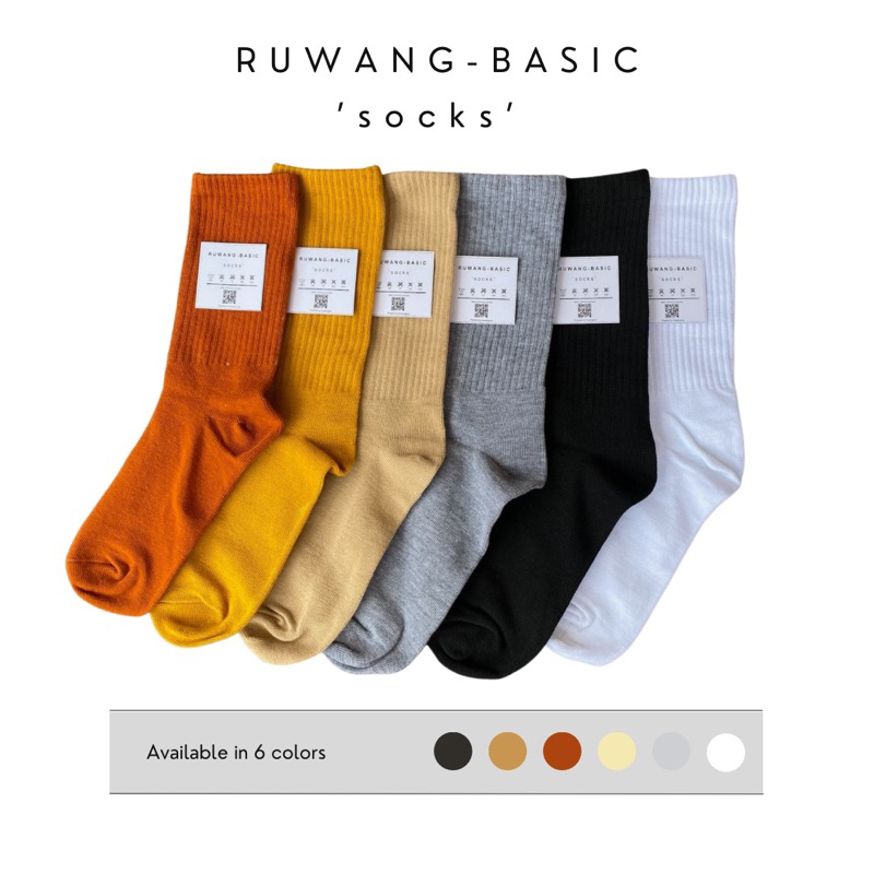 KAOS KAKI POLOS BASIC UNISEX - RUWANGBASIC