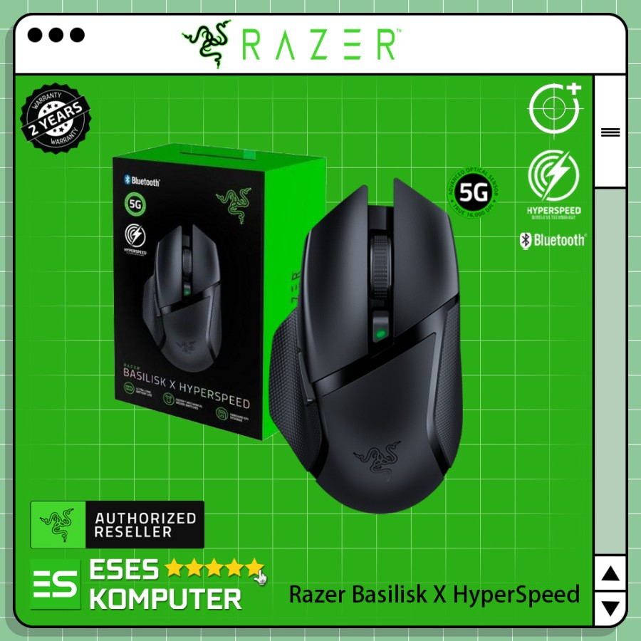 Mouse Razer Basilisk X Hyperspeed Wireless - Gaming - 16k DPI - Resmi