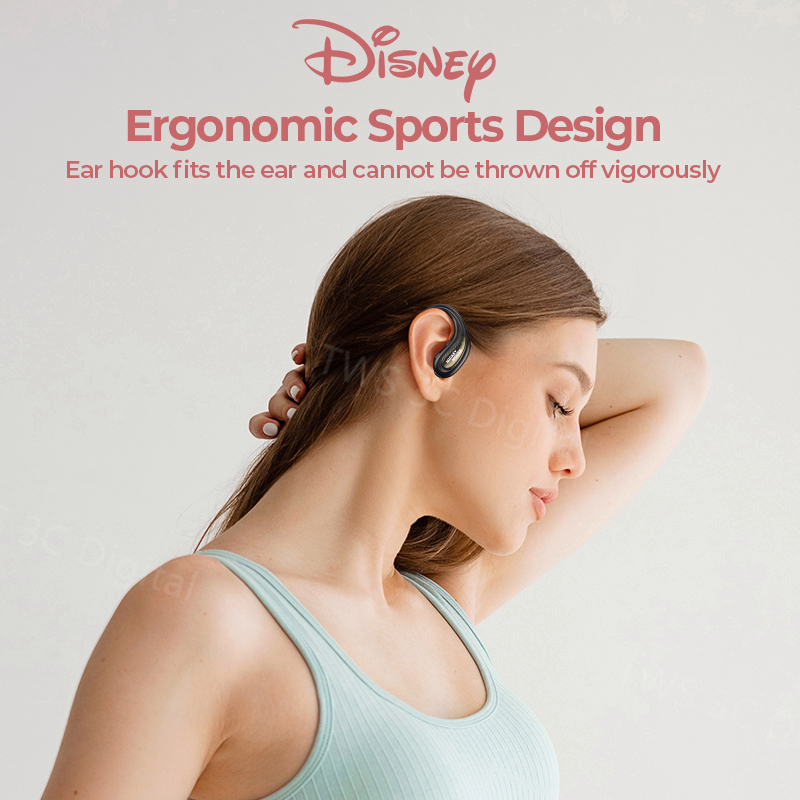 Original Disney Olahraga Headset Bluetooth 5.3 Ear-mounted TWS Earphone Gaming with Mic HIFI Stereo Digital  Untuk Android IOS iPhone