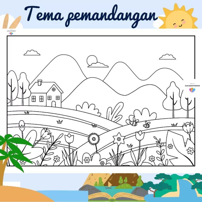 

mewarnai gambar anak anak pantai gunung belajar mewarnai