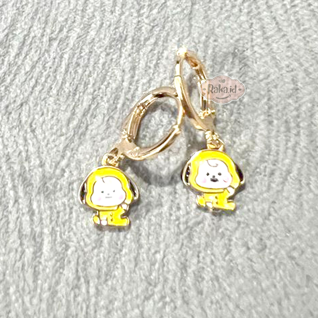 Anting Clip / Klip Bulat Motif Chimmy BT21 Perhiasan Aksesoris Wanita / Anak 1035