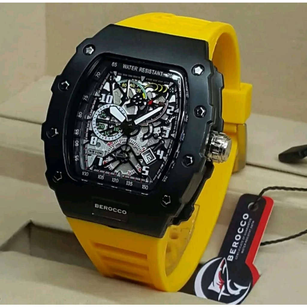 Jam Tangan Pria BEROCCO 01 Strap Rubber TGL Aktif