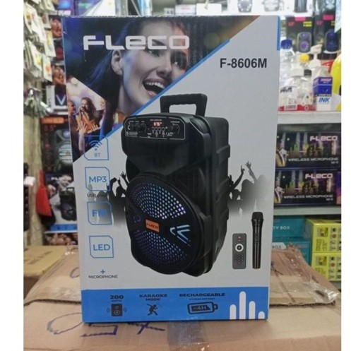 COD SPEAKER FLECO F-8606M SPEAKER BLUETOOTH KARAOKE 8'5 INCH FLECO F-8606M PLUS MIC WIRELESS