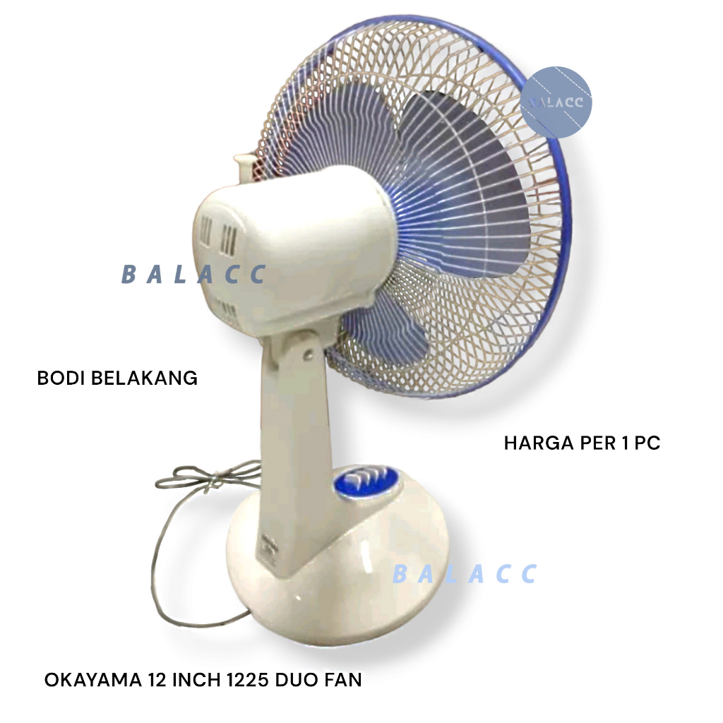 Okayama 12 inch - 1225 Duo Fan - Kipas Angin 2IN1 - Meja &amp; Dinding - Wall Desk