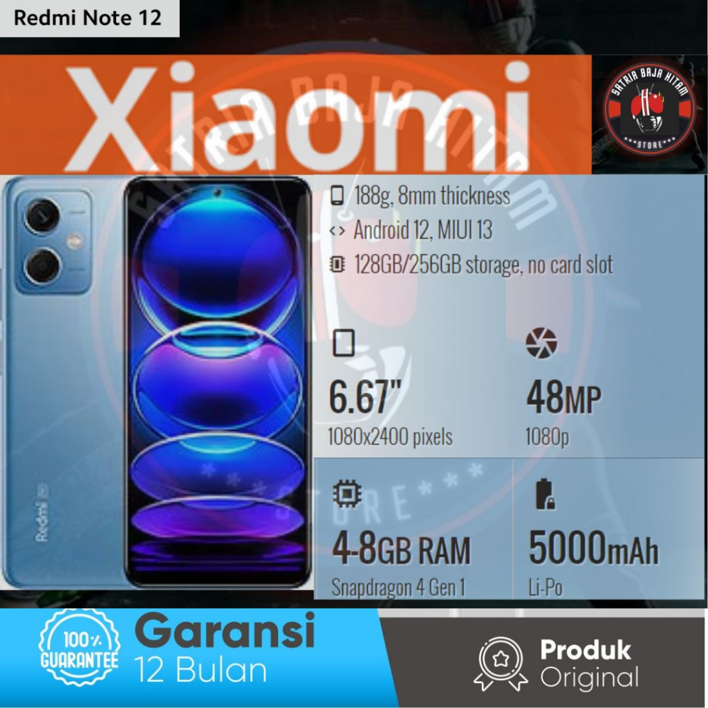 Xiaomi Redmi Note 12 4/128GB- 6/128GB-8/128GB-Garansi Resmi