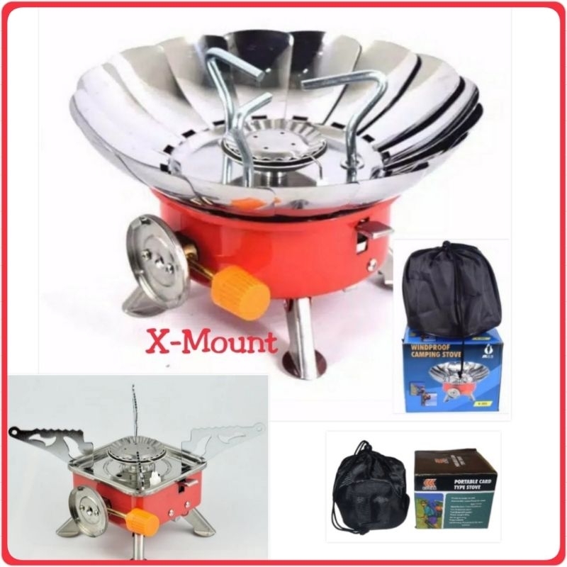 Kompor Camping Mini Portable Gas Stove Kotak Bulat kompor Gunung Bunga Mawar