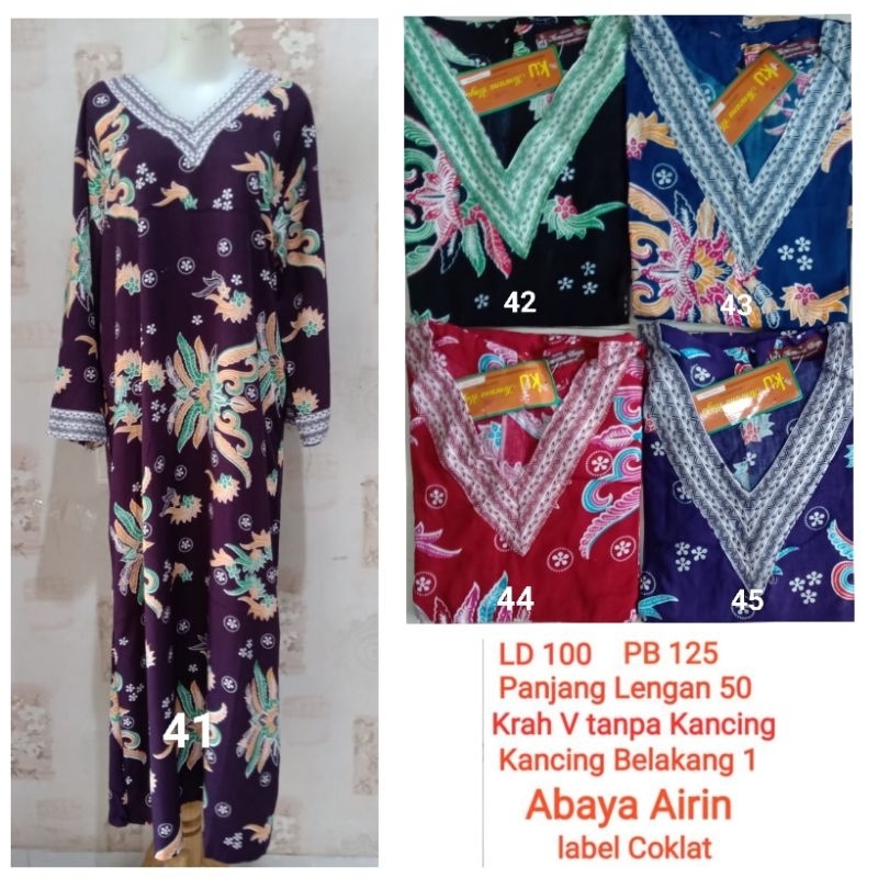 Longdres Abaya Airin LD 100 cm PB 125 cm Kencana Ungu label coklat