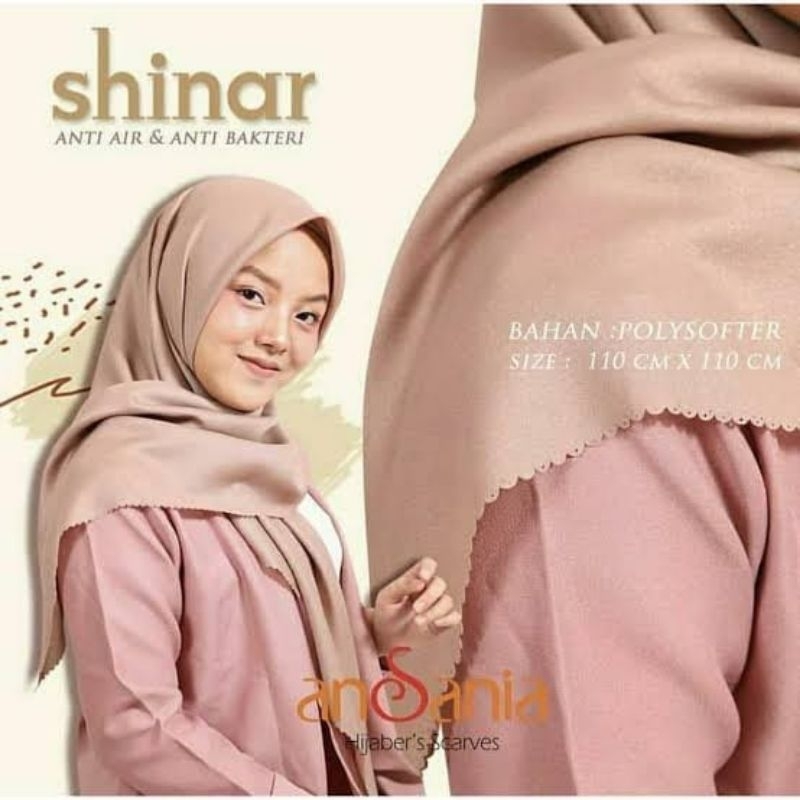 Jilbab Segiempat Polos Glitter Shinar Glamour Ansania