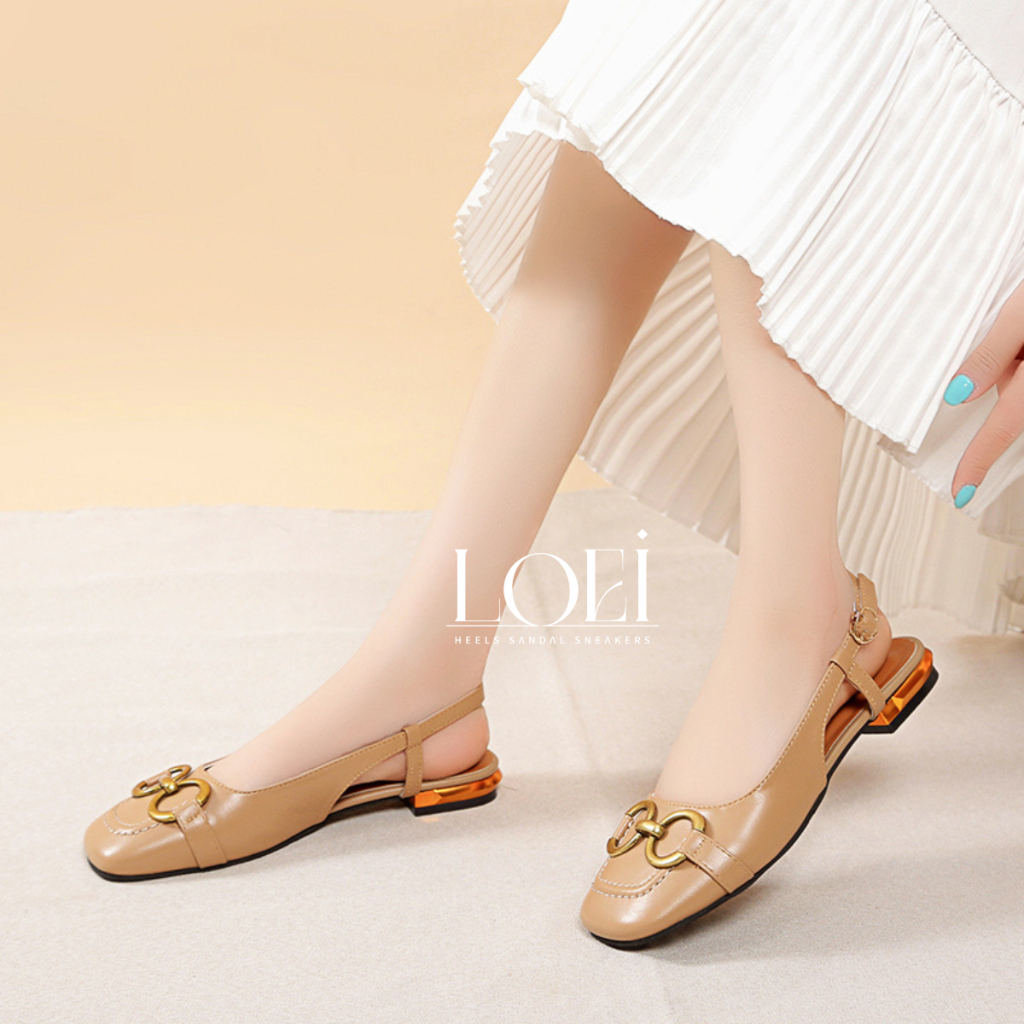 Sepatu Flatshoes 0621 Model Sling Back Sendal Sehari Hari Wanita Kekinian Terbaru