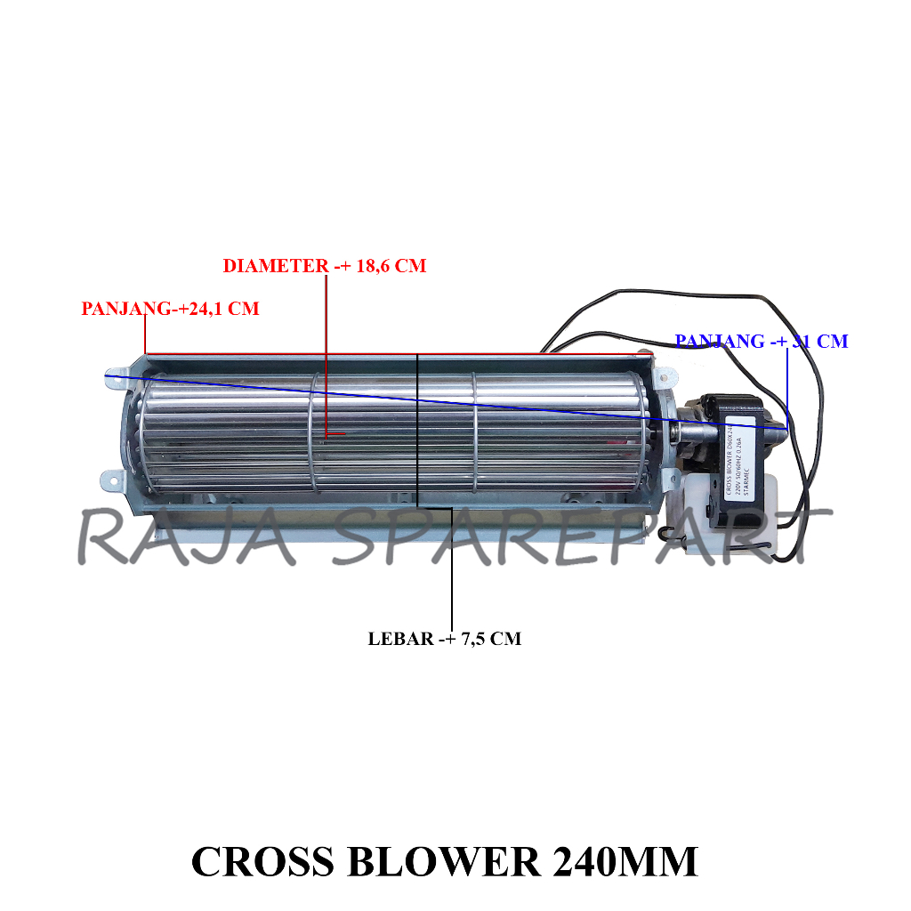 Cross Blower Fan Motor Showcase / Cross Flow Blower / Blower Cross Fan AC 220V Ukuran 240MM