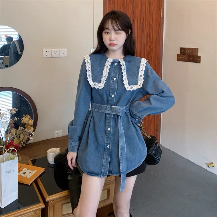 Luffy Denim Blouse Baju Atasan Import