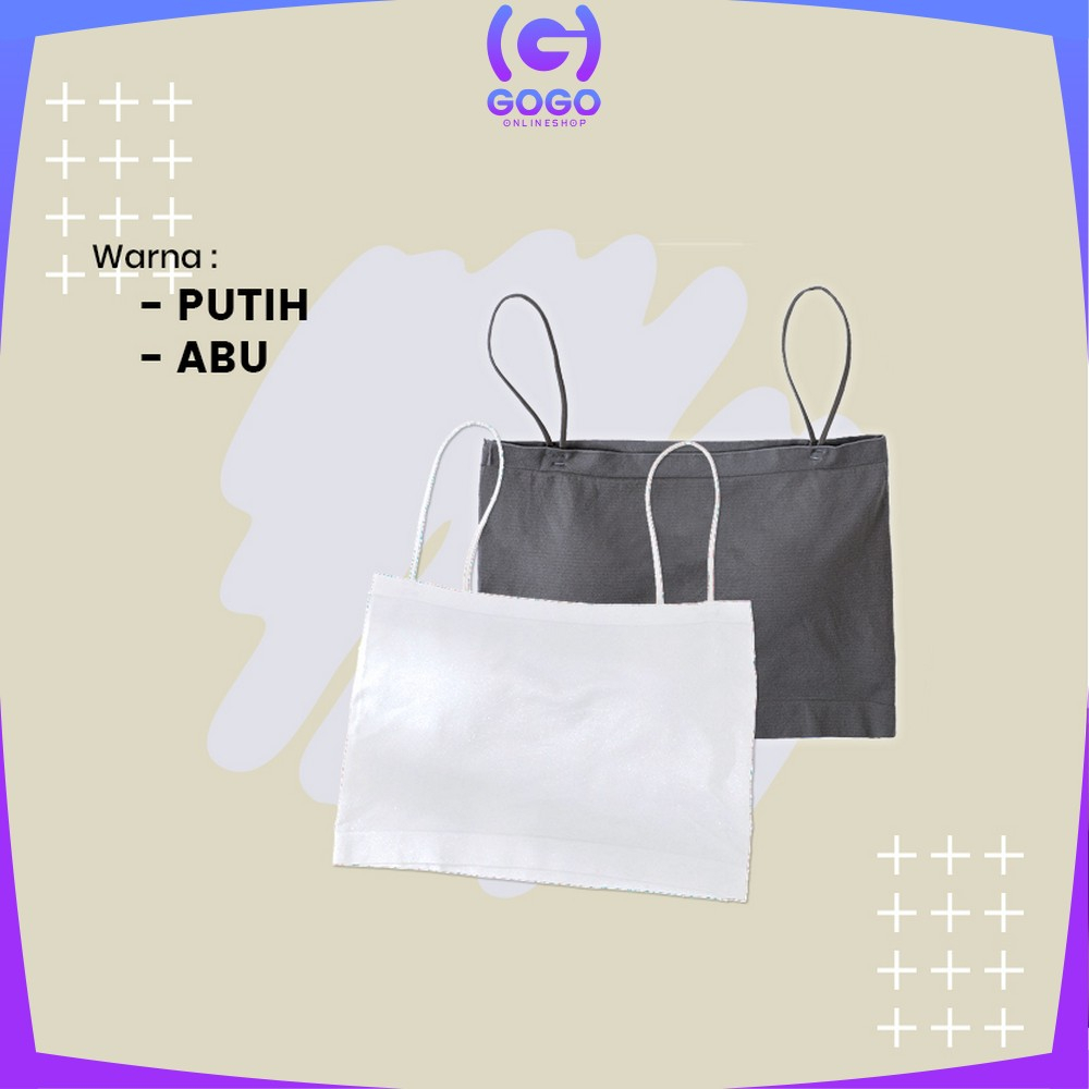 GOGO-P263 Tank Top Crop Tali Spagheti Tanpa Lengan Pakaian Dalam Polos Wanita / Basic Tanktop Sleeveless Top Tengtop Fashion