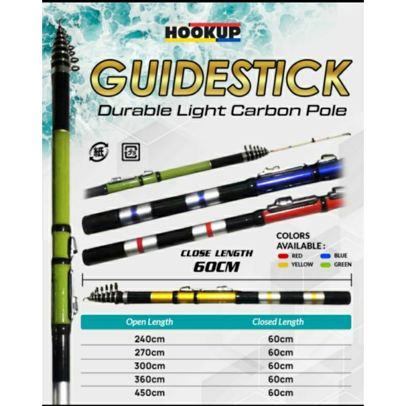 Joran Hookup Guidestick 240/270/300/360/450cm Joran Tegek Kolong Carbon