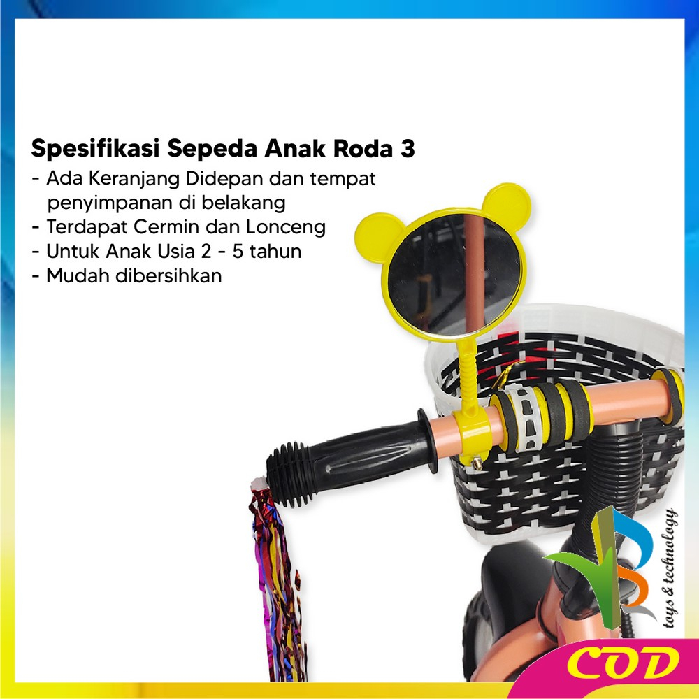 RB-M307 Mainan Sepeda Anak Roda 3 Tricycle Sepeda Keseimbangan Anak Dengan Keranjang / Balance Bike Speda Dorong Ride On Push Bike Import