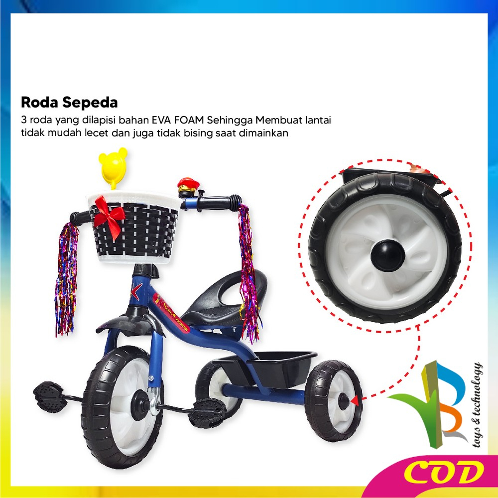 RB-M307 Mainan Sepeda Anak Roda 3 Tricycle Sepeda Keseimbangan Anak Dengan Keranjang / Balance Bike Speda Dorong Ride On Push Bike Import