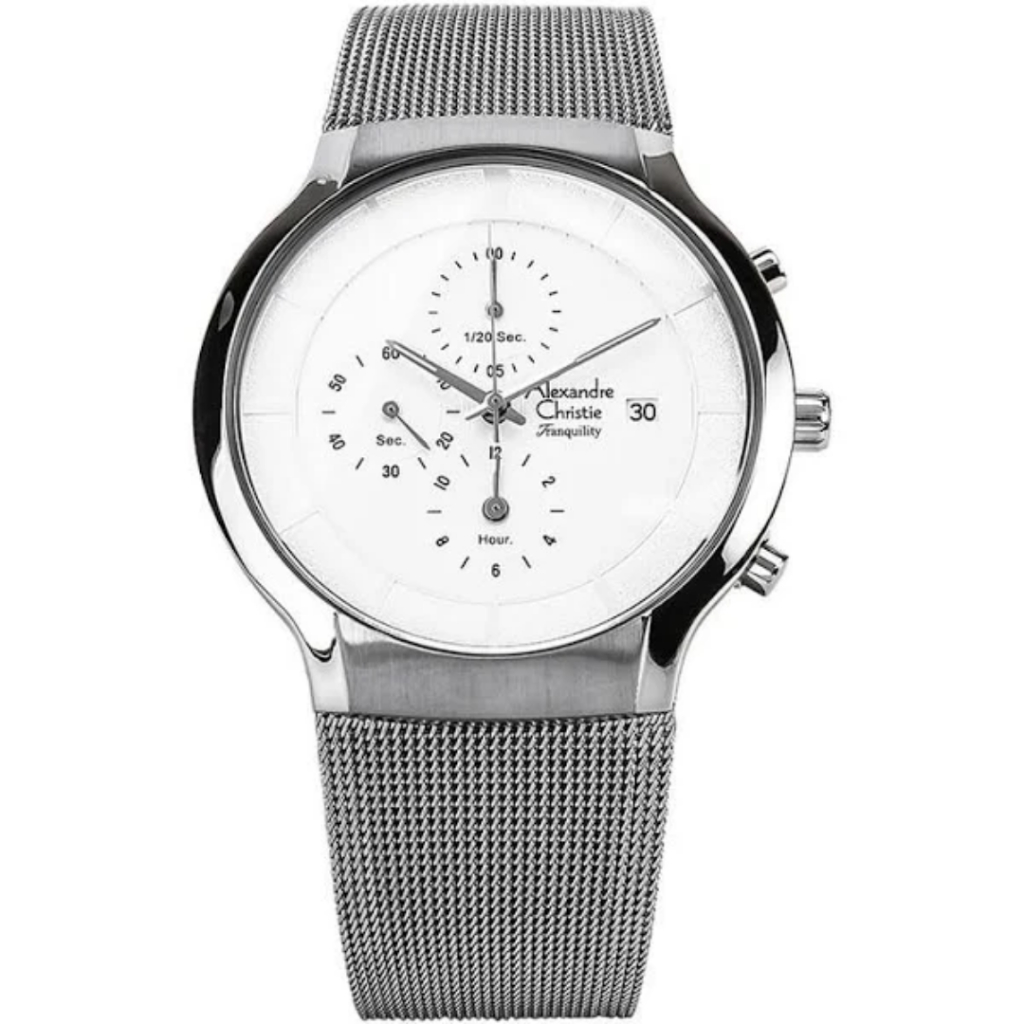 JAM TANGAN PRIA ALEXANDRE CHRISTIE AC6245 AC 6245 MCBSSSL SILVER CHRONOGRAPH STAINLESS STRAP