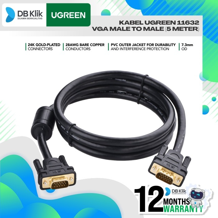 Kabel UGreen 11632 VGA Male to Male 5Meter - Kabel Vga 11632