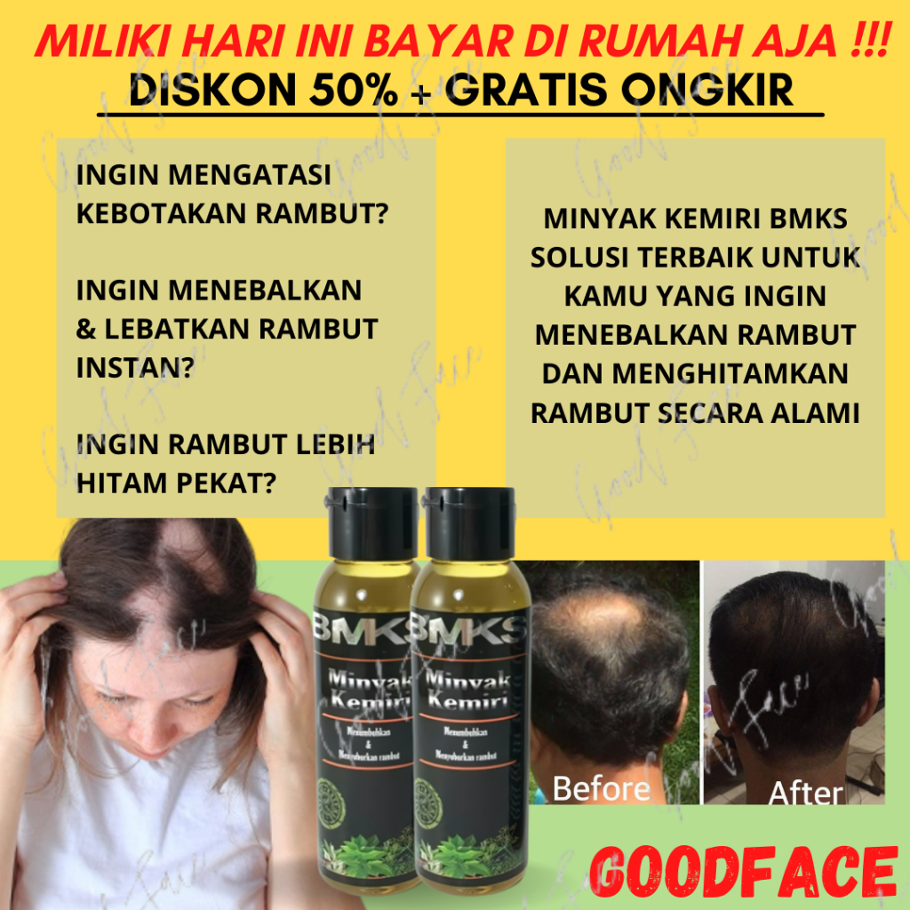 MINYAK KEMIRI ASLI PENUMBUH RAMBUT PENUMBUH ALIS PENYUBUR RAMBUT KEBOTAKAN BMKS MINYAK KEMIRI