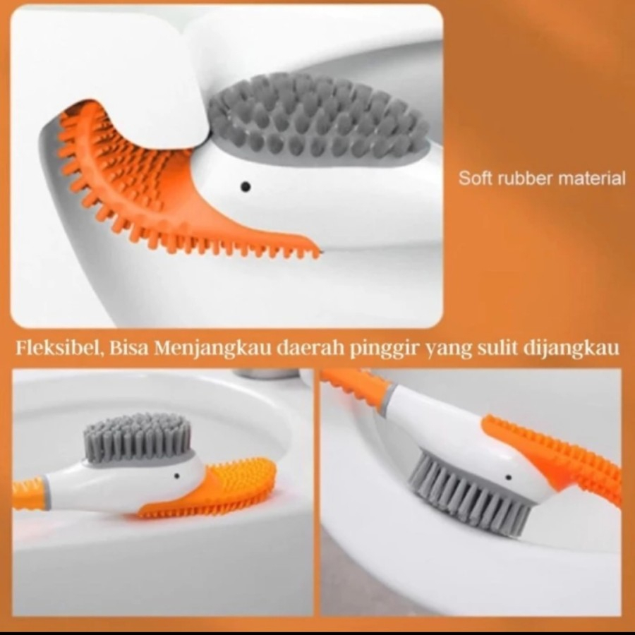 Sikat Toilet Bebek Silikon Set WC 4in1 Alat Kebersihan Kamar Mandi New