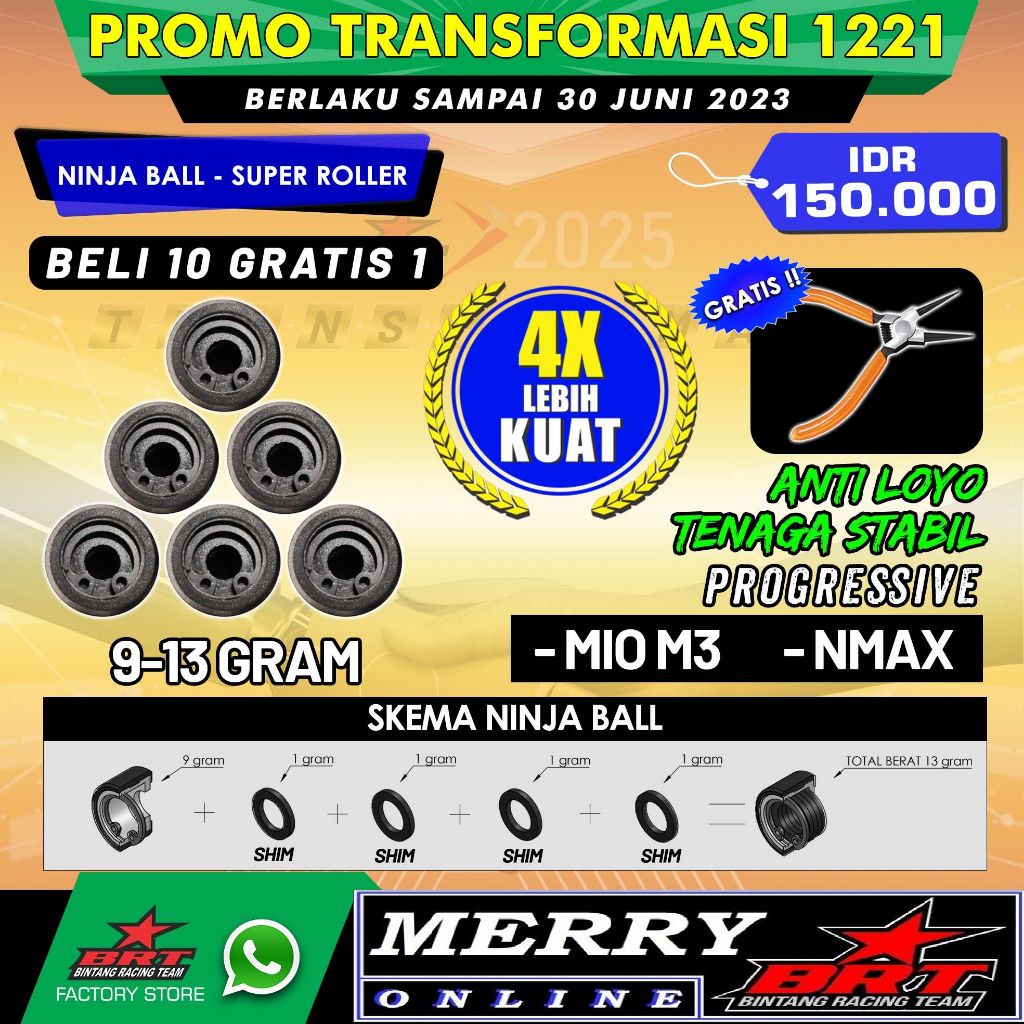 Super Roller Ninja Ball BRT Vario 125 150 Mio J Sporty New Nmax Aerox PCX ADV Beat Fi Karbu PCX ADV 150 160