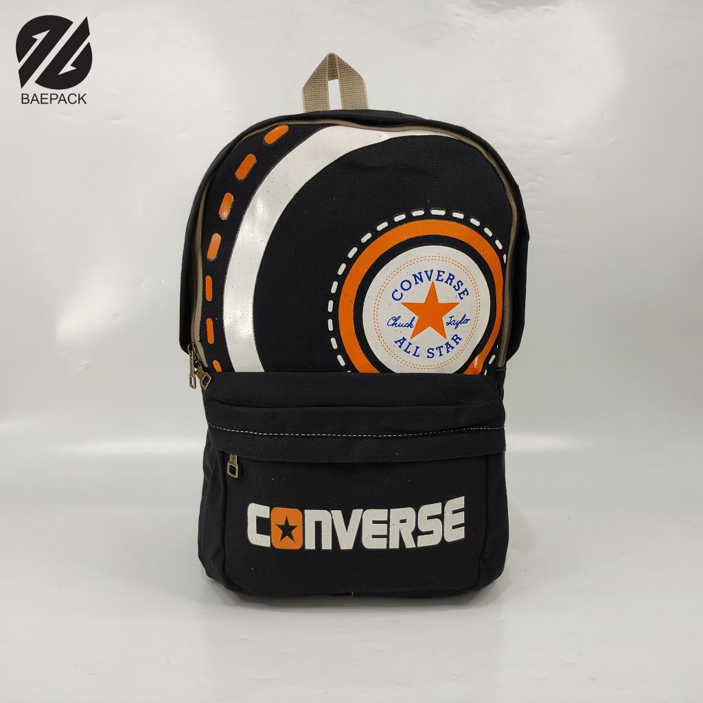 Tas Punggung Ransel Backpack Pria Kanvas Converse Hitam Original Baepack / Tas Sekolah Backpacker Co