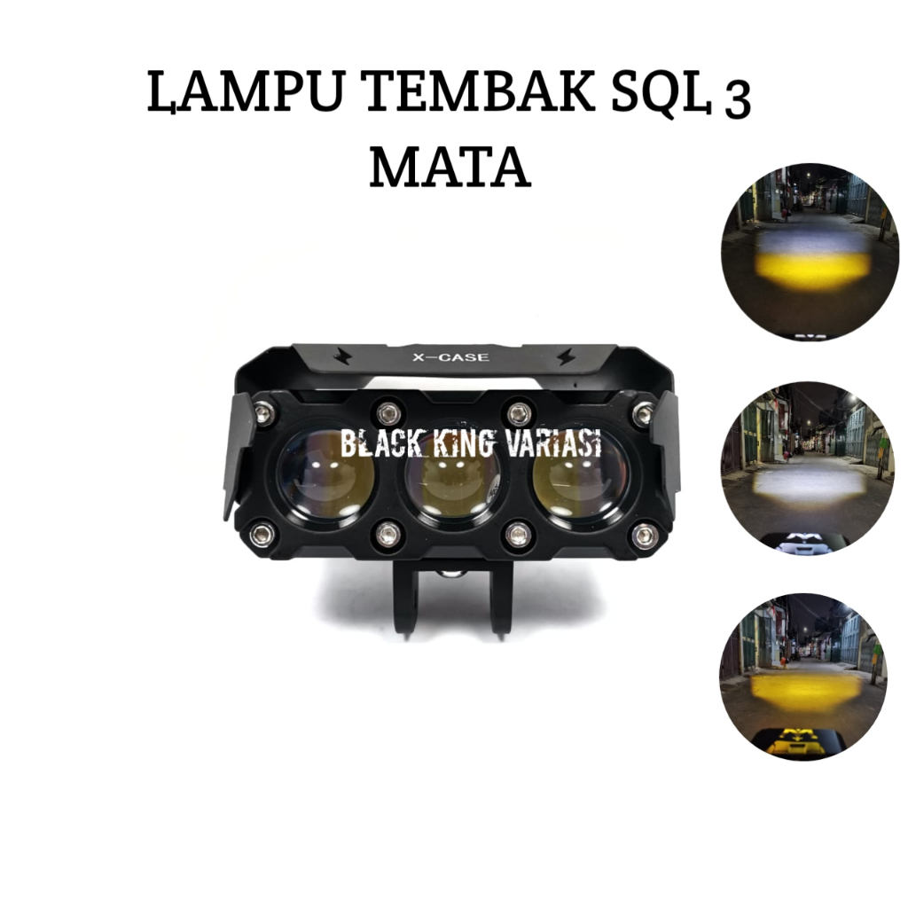 Lampu Tembak LED Foglamp SQL 3 Mata 60W High Low Laser Gun 3 Mata Lampu Lase Gun 3 Mata Lampu Tembak SQL