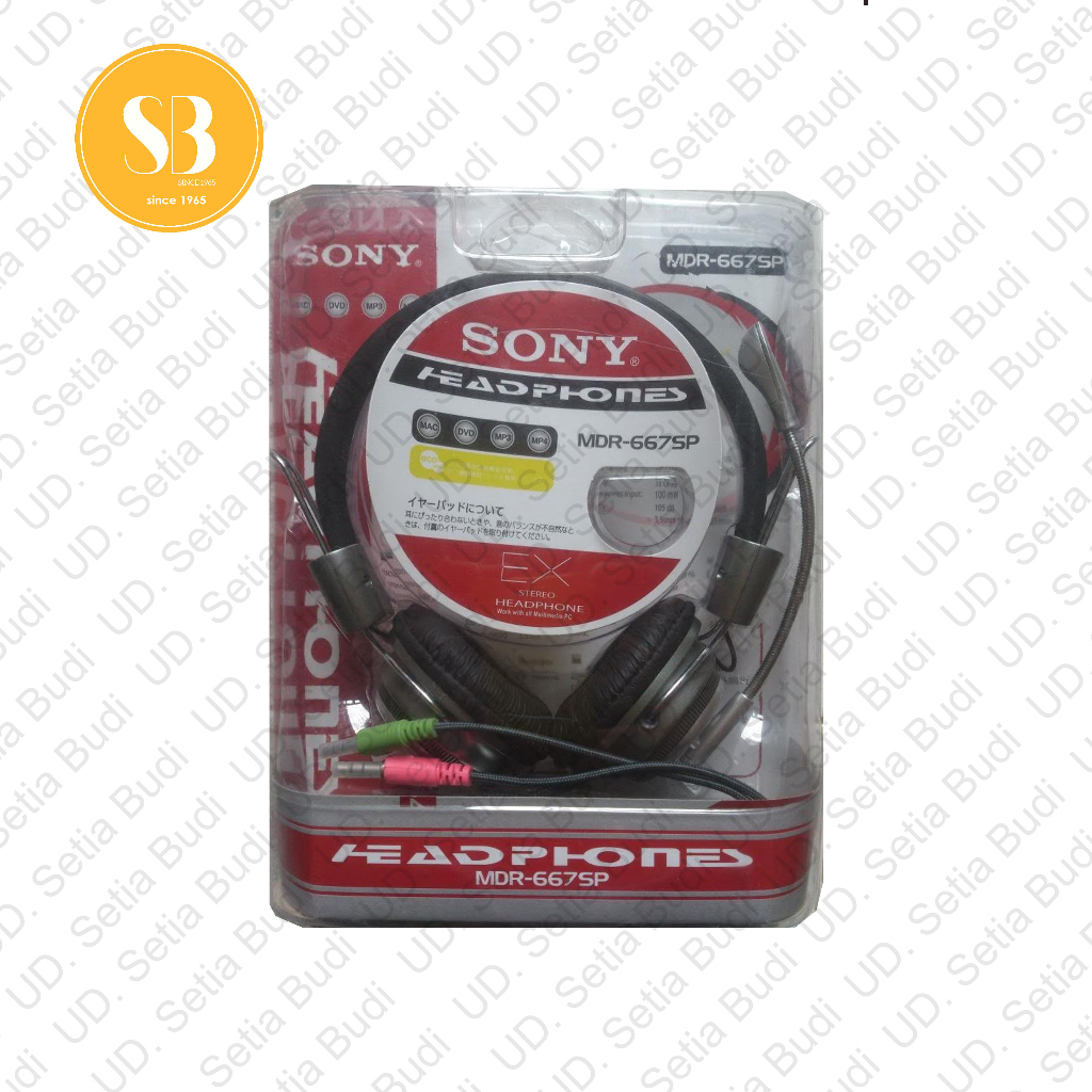 Headset PC Stereo Sony MDR-667SP Earphone Headphone Asli Jepang