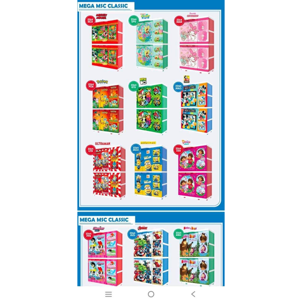 Lemari 3 Pintu/ Lemari Plastik Pakaian/ Lemari Pakaian Anak/ Lemari Baju/ Lemari Naiba Mega MSC 2264
