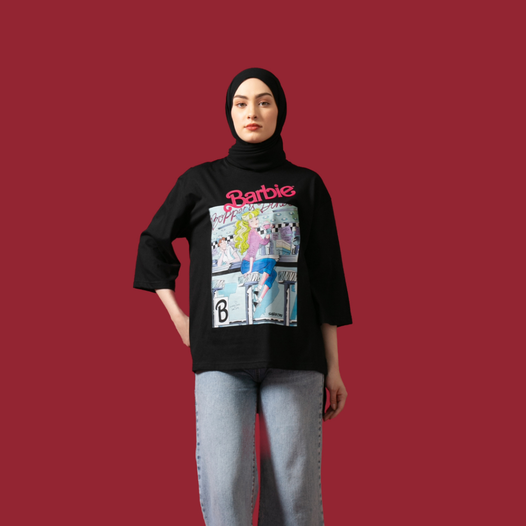 Shabiru Baju Atasan Kaos Oversize Wanita - Barbie Cafe