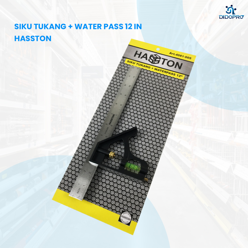 HASSTON PROHEX Siku Tukang + Waterpass 12 inch Kombinasi Siku Waterpas