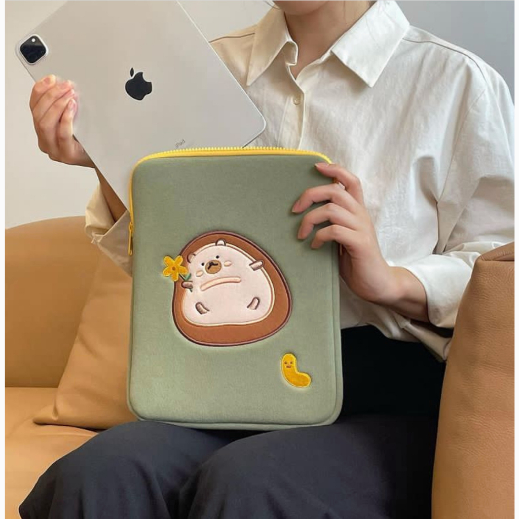 Tas Laptop Sleeve Ipad Tablet Notebook Tahan Guncangan Gaya Bordir Korea 11 13 14 15 Inch