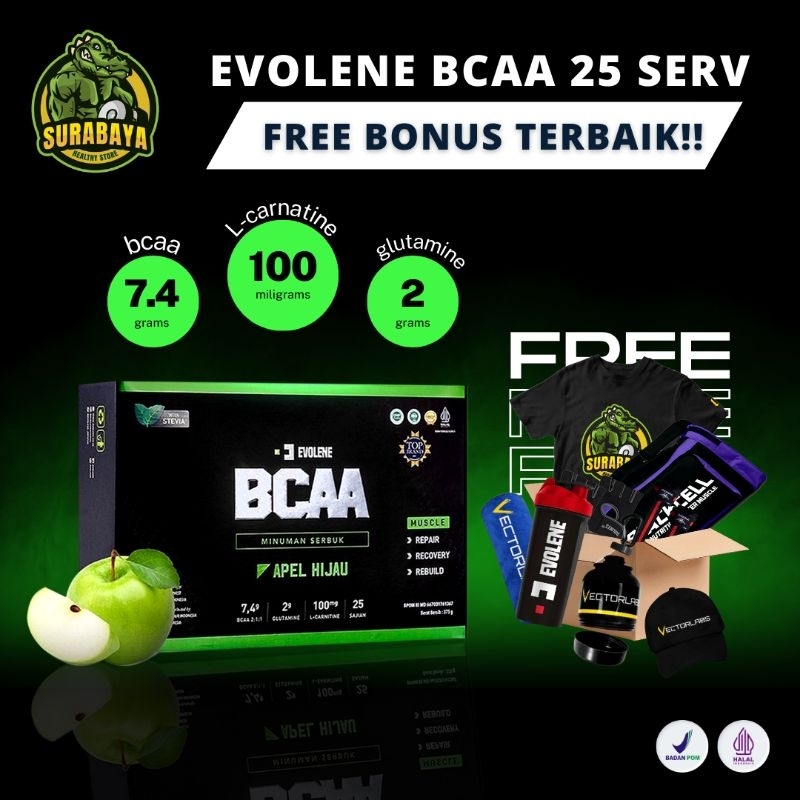 Evolene BCAA 25 sachet  Evo BCAA plus fat burner dan glutamine 25 serving asam amino from whey protein isolate